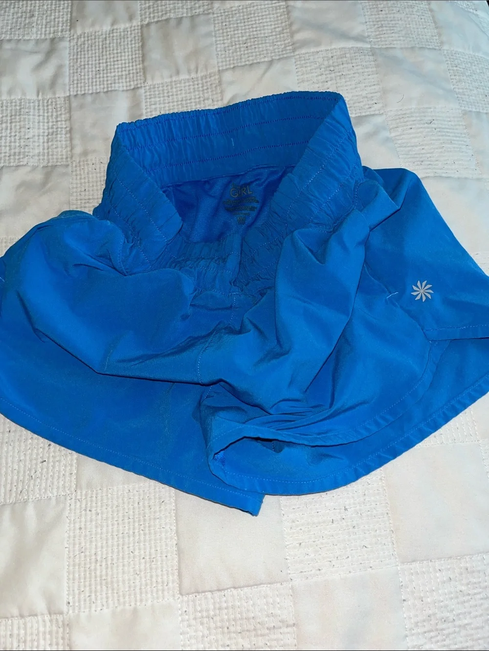 Athleta BLUE Girls' Performance RUN FREE Shorts with Built-In Liner